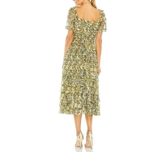 MAC DUGGAL 8232 Micro Ruffle Tea Length Dress, Size 18 New with Tag $498 - Picture 2 of 7